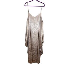GeeGee Dress Women 1X Champagne Animal Print Tank Maxi Feminine Neutral Sexy 80s